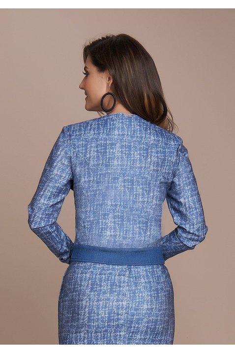 jaqueta azul sarja estampa exclusiva titanium jeans costas cima