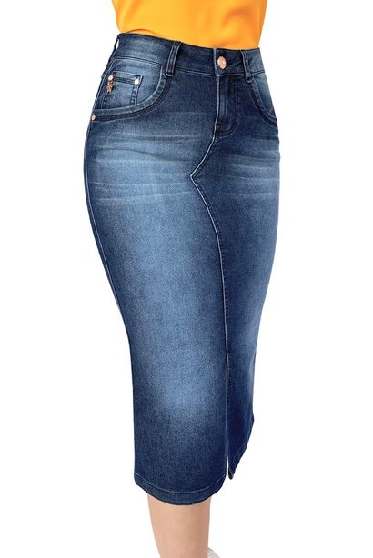 saia feminina midi reta jeans dyork jeans 6