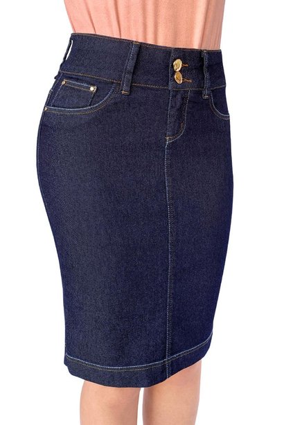 saia feminina jeans classica reta dyork jeans 5
