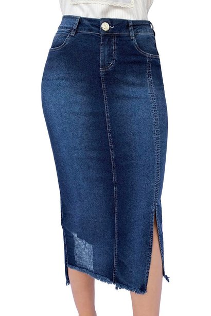 saia jeans maxi midi reta abertura lateral dyork jeans 5