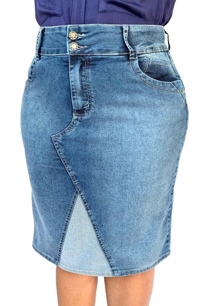 saia feminina jeans recorte frontal avesso dyork jeans 6