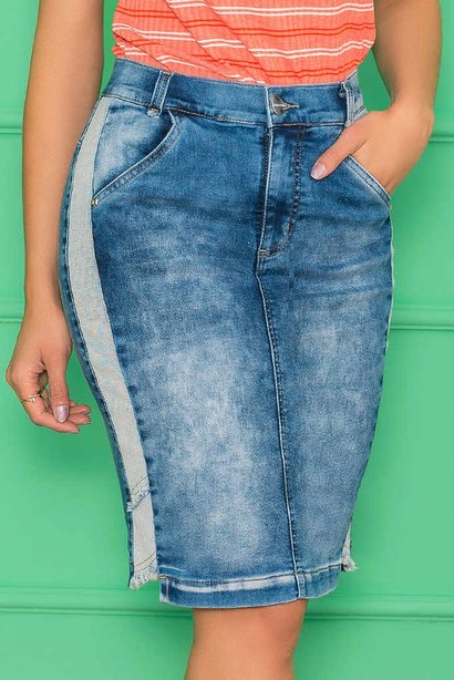 saia jeans com recorte lateral nitido jeans 6