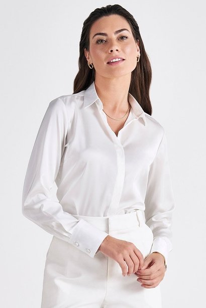 camisa off white cetim manga longa calista