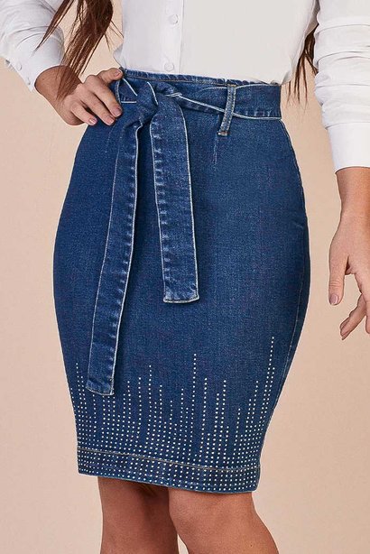saia lapis jeans sustentavel com faixa titanium baixo