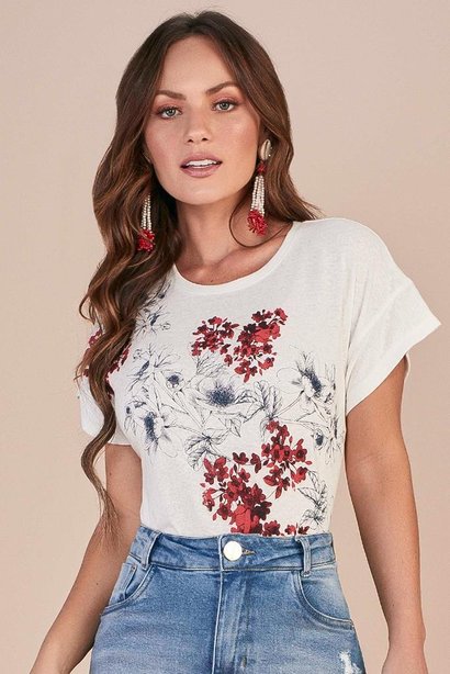 t shirt malha estampa exclusiva floral titanium jeans 1