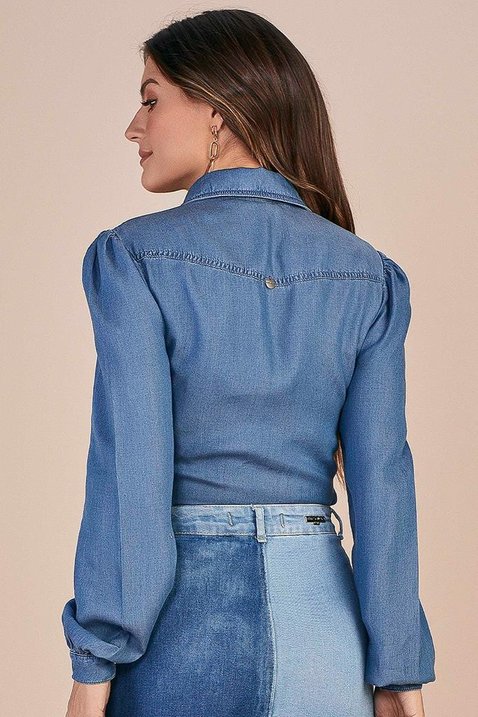 camisa feminina jeans com bolsos titanium jeans 4