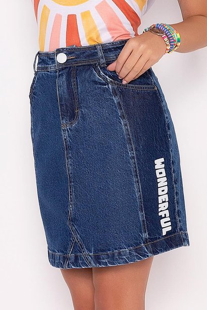 saia jeans evase sustentavel com detalhe estampado imperio z 6