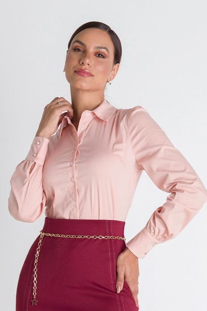 camisa feminina rose social gabriela lekazis cima