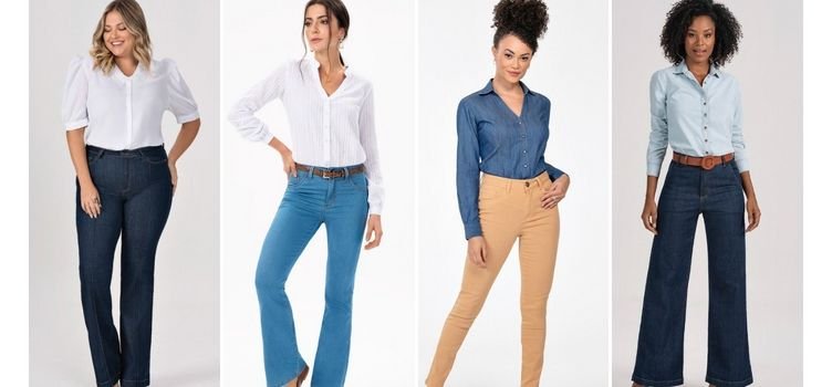 Calças jeans de cintura alta solta feminina, moda bolso múltiplo