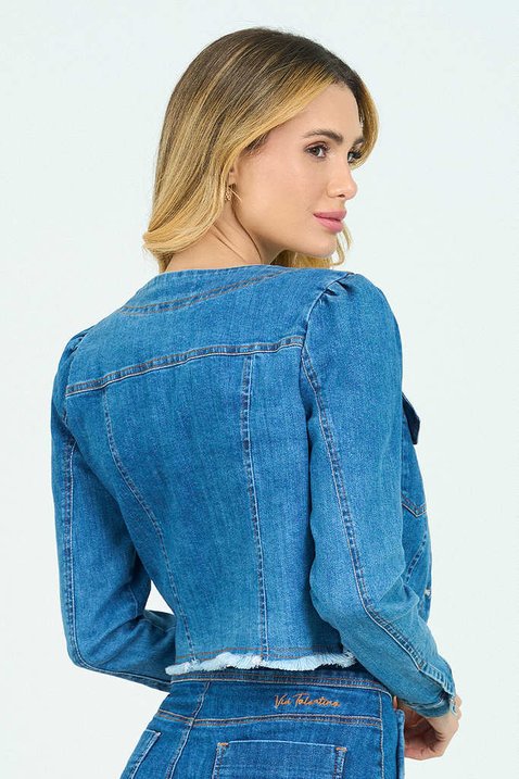 Jaqueta Jeans Sem Mangas com Bainha Desfiada - Ready-to-Wear