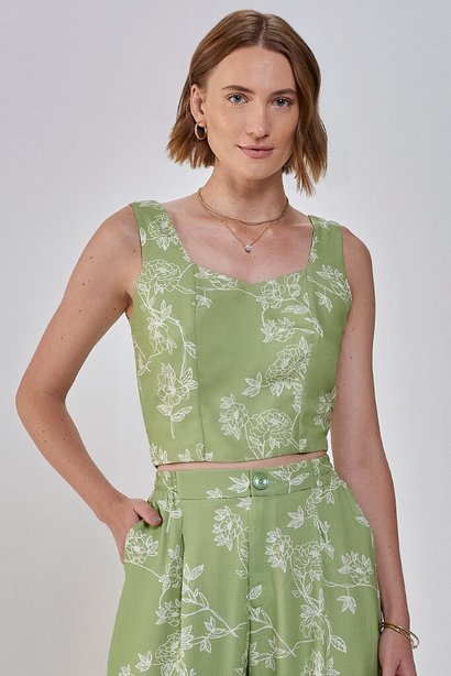 04 cropped verde floral com lastex greta principessa