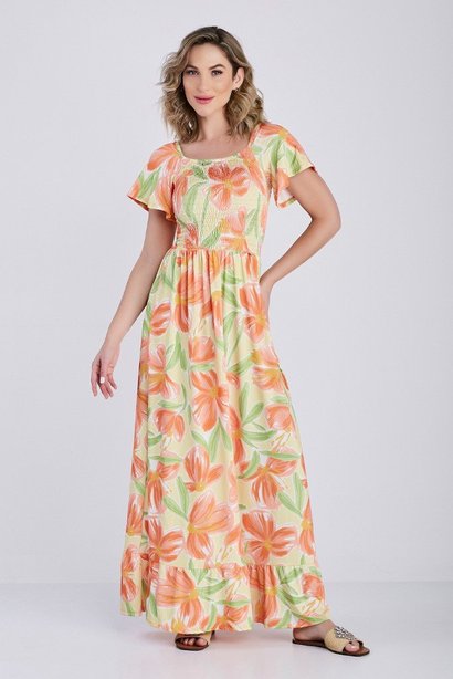 vestido longo 2 em 1 com shorts estampa floral verao tecido fresquinho epulari 7