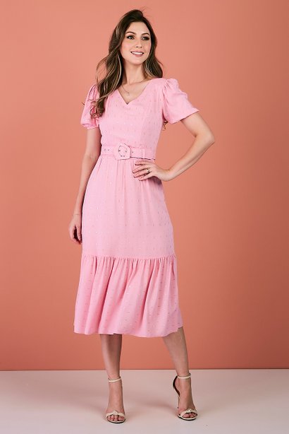 vestido rosa com cinto 1